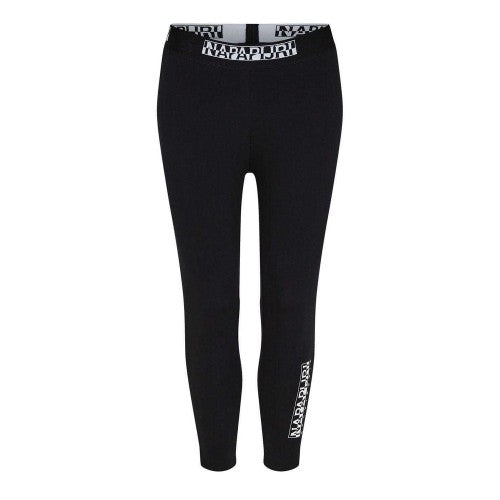 Front - Napapijri Womens/Ladies Cotton Blend Vertical Logo Leggings