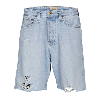Front - Jack And Jones Mens Denim Frayed Edge Shorts