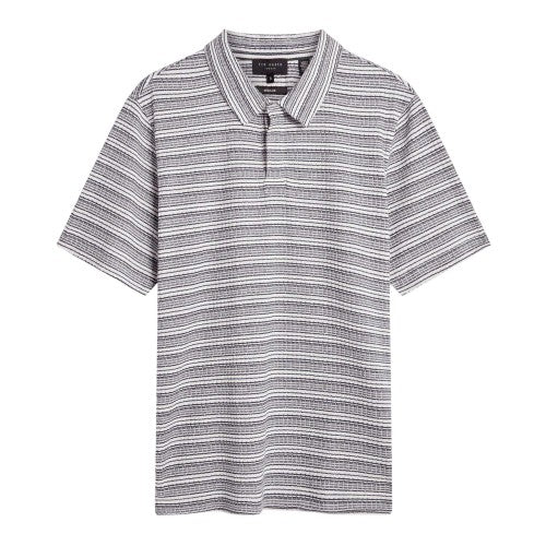 Front - Ted Baker Mens Striped Waffle Knit Polo Shirt