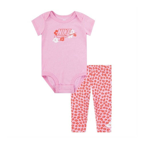 Front - Nike Baby Girls Floral Bodysuit Set