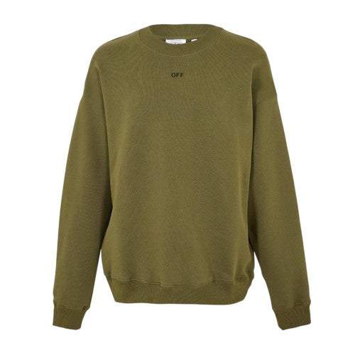 Front - Off White Mens Crew Neck Long-Sleeved Sweatshirt
