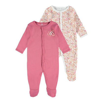 Front - Name It Baby Girls Long-Sleeved Sleepsuit (Pack of 2)