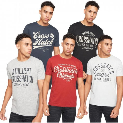 Front - Crosshatch Mens Luckmoore Cotton Short-Sleeved T-Shirt (Pack of 5)