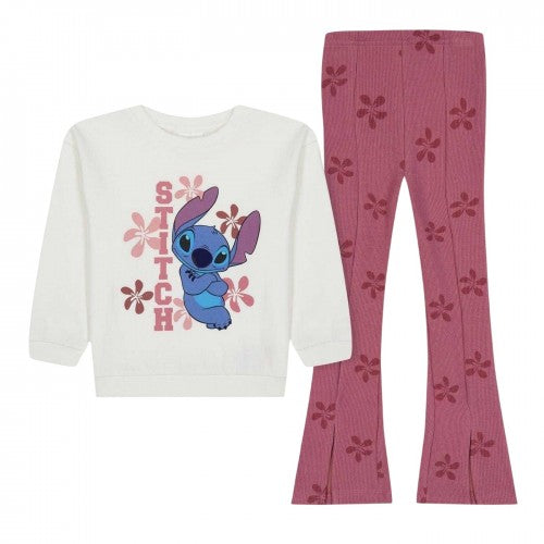 Front - Lilo & Stitch Girls Stitch Top And Trousers Set