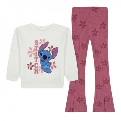 Front - Lilo & Stitch Girls Stitch Top And Trousers Set
