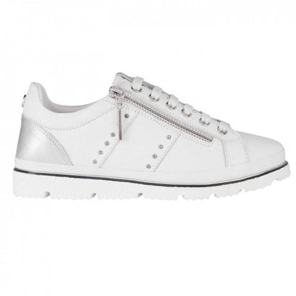 Front - Moda In Pelle Womens/Ladies Brasina Leather Studded Flat Trainers