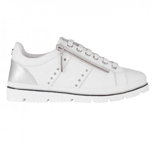 Front - Moda In Pelle Womens/Ladies Brasina Leather Studded Flat Trainers