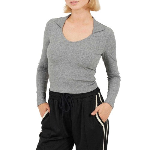 Front - Brave Soul Womens/Ladies Collared Scoop Neck Long-Sleeved Top