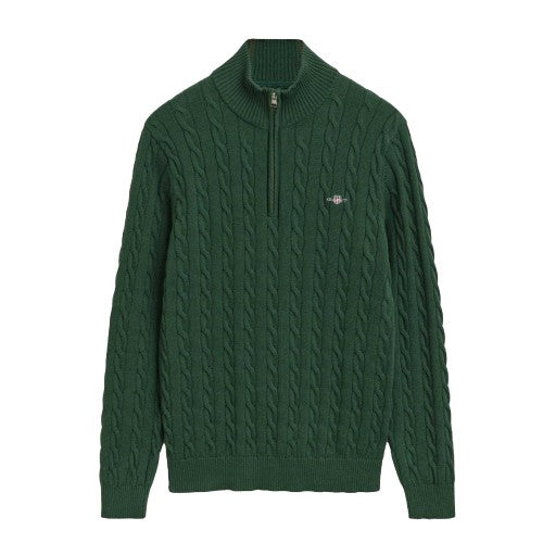 Front - Gant Mens Cable Knit Half Zip Jumper