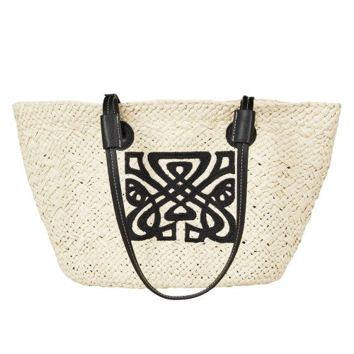 Front - Biba Straw Beach Tote Bag