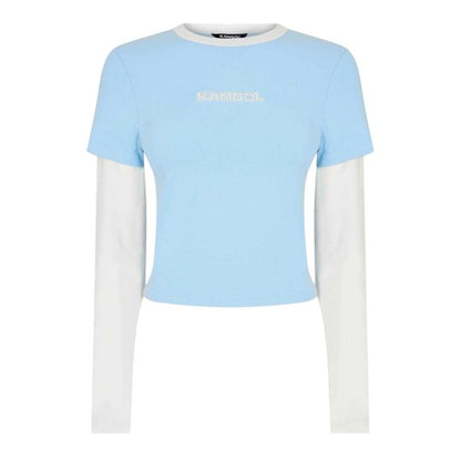 Front - Kangol Womens/Ladies Contrast Cropped Slim Layered Sleeve T-Shirt