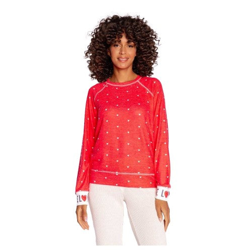 Front - PJ Salvage Womens/Ladies Loved Hearts Relaxed Fit Raglan Pullover