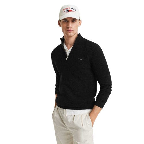 Front - Gant Mens Pique Half Zip Jumper