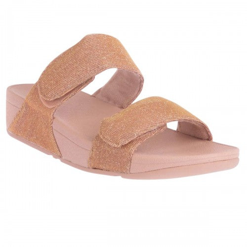 Front - FitFlop Womens/Ladies Lulu Shimmerlux Adjustable Sliders
