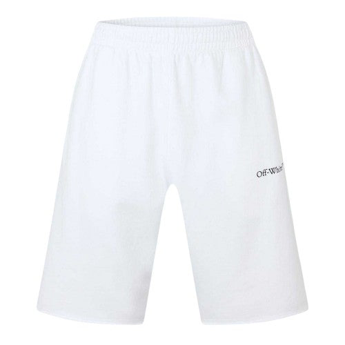 Front - Off White Mens Relaxed Fit Sweat Shorts