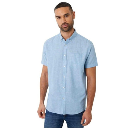 Front - Threadbare Mens Linen Blend Short-Sleeved Shirt
