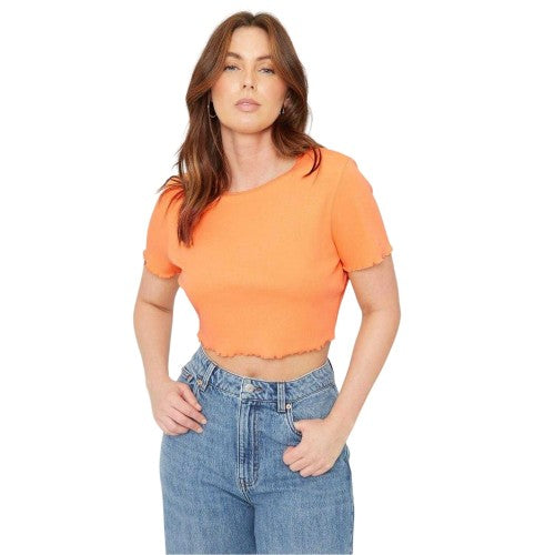 Front - Be You Womens/Ladies Plain Ribbed Regular Crop T-Shirt
