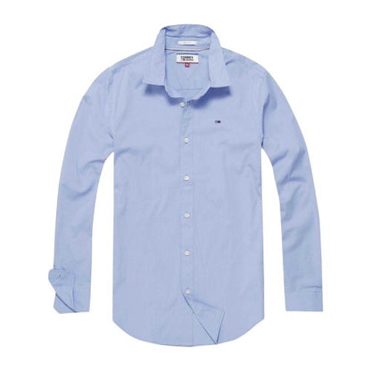 Front - Tommy Jeans Mens Plain Stretch Long-Sleeved Shirt
