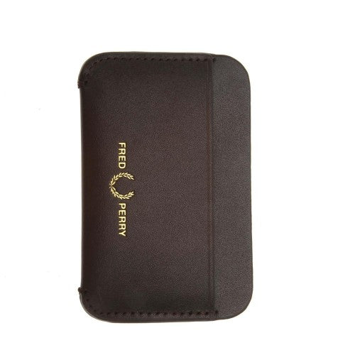 Front - Fred Perry Burnished Leather Card Holder