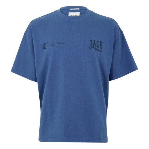 Front - Jack Wills Mens Back Print Distressed Hem Regular T-Shirt
