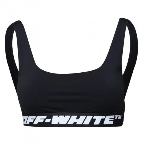 Front - Off White Womens/Ladies Logo Sports Bra