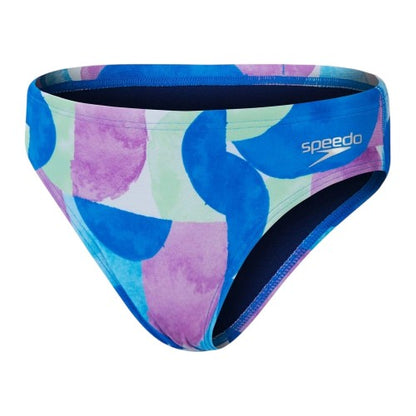 Front - Speedo Girls Abstract All-Over Print Swim Briefs