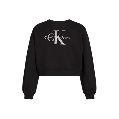 Front - Calvin Klein Childrens/Kids Glitter Logo Regular Crop Sweatshirt
