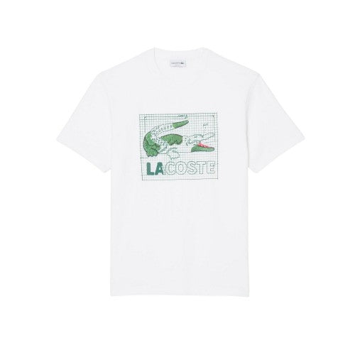 Front - Lacoste Mens Grid Crocodile Cotton T-Shirt