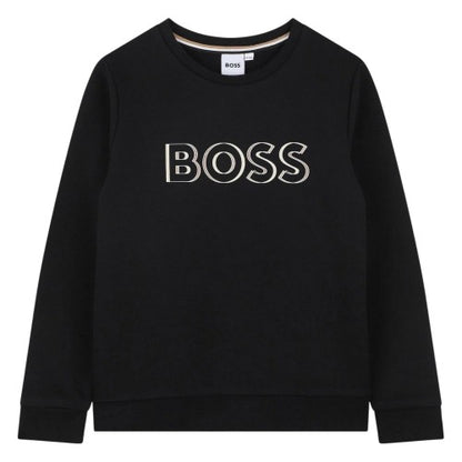 Front - Boss Childrens/Kids Logo Crew Neck Regular Sweatshirt