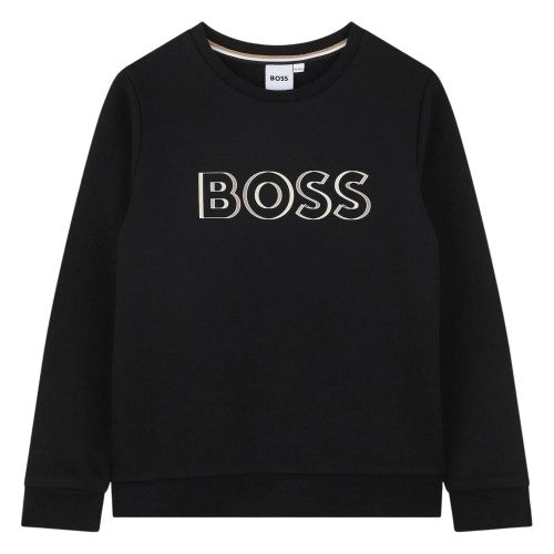 Front - Boss Childrens/Kids Logo Crew Neck Regular Sweatshirt