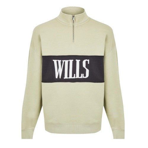 Front - Jack Wills Mens Logo Zip Neck Relaxed Fit Sweatshirt
