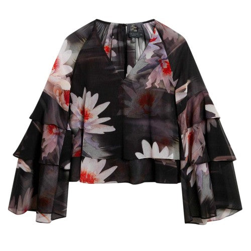 Front - Ted Baker Womens/Ladies V Neck Loose Ruffle Blouse