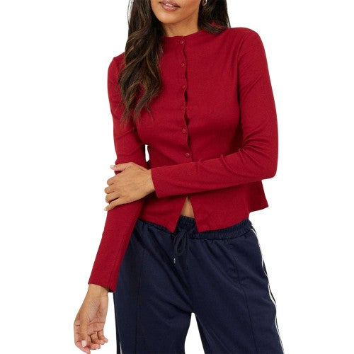 Front - Brave Soul Womens/Ladies Button Through Long-Sleeved Top