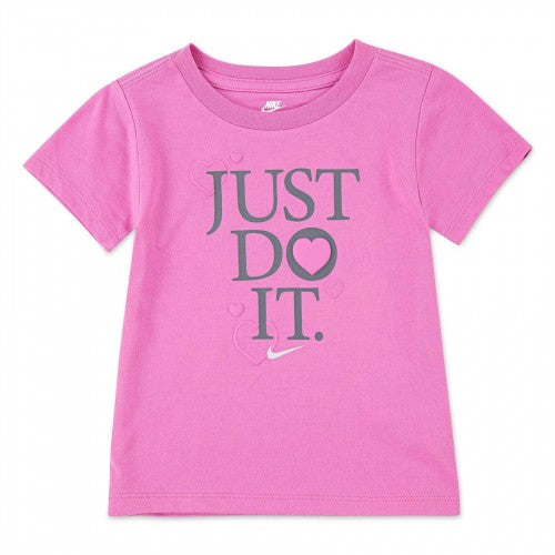 Front - Nike Girls Just Do It Hearts T-Shirt