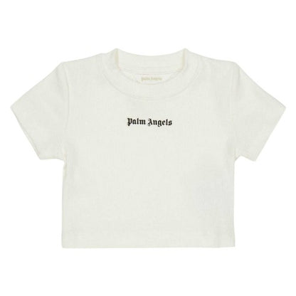 Front - Palm Angels Childrens/Kids Logo Cropped Regular T-Shirt