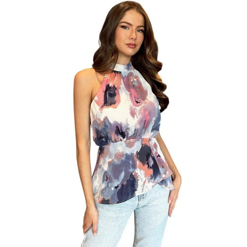 Front - AX Paris Womens/Ladies Smudge Halter Top