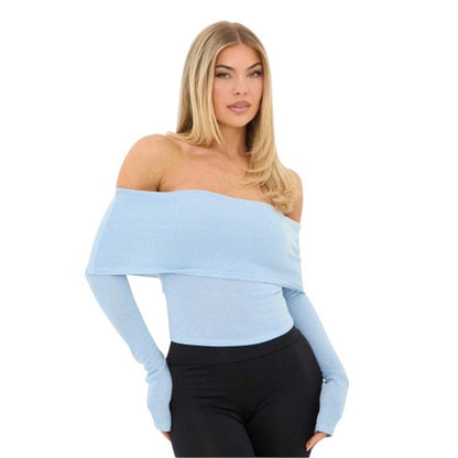 Front - I Saw It First Womens/Ladies Jersey Fitted Long-Sleeved Bardot Top