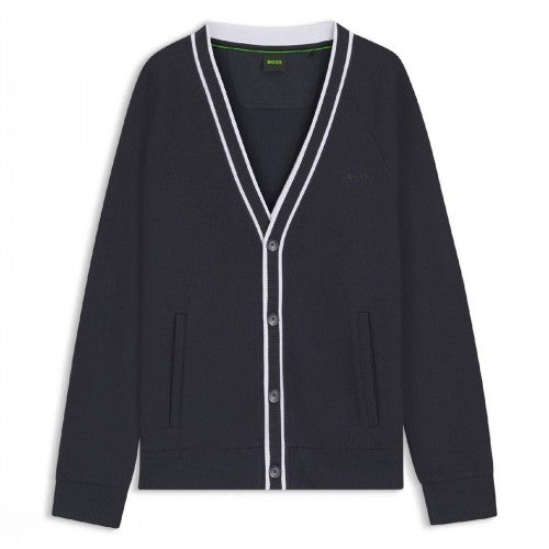 Front - Boss Mens Contrast Detail Relaxed Fit Cardigan
