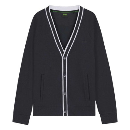 Front - Boss Mens Contrast Detail Relaxed Fit Cardigan