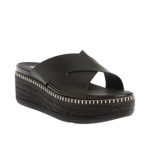 Front - FitFlop Womens/Ladies Eloise Espadrille Cross Leather Wedge Heel Sandals