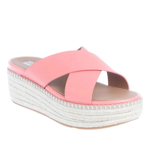 Front - FitFlop Womens/Ladies Eloise Espadrille Cross Leather Wedge Heel Sandals