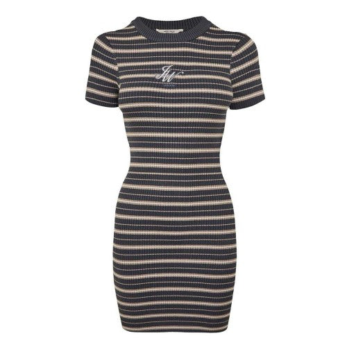 Front - Jack Wills Womens/Ladies Striped Ribbed Bodycon Dress