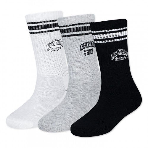 Front - Abercrombie & Fitch Childrens/Kids Crew Socks (Pack of 3)