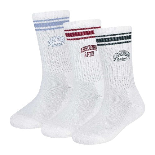Front - Abercrombie & Fitch Childrens/Kids Crew Socks (Pack of 3)