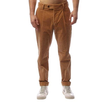 Front - Boss Mens Perin Pleated Roll Up Trousers
