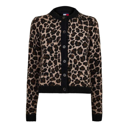 Front - Tommy Jeans Womens/Ladies Leopard Print Cardigan