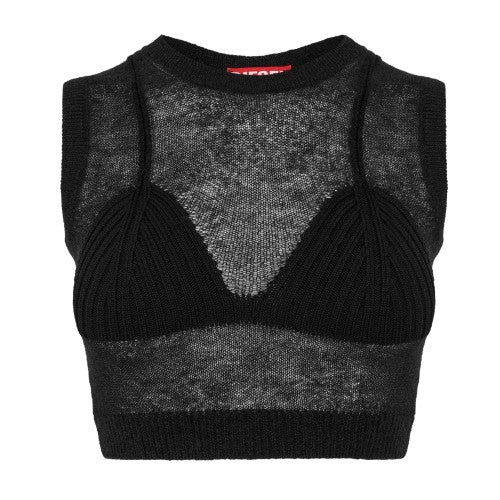 Front - Diesel Womens/Ladies Arstica Knitted Crop Top