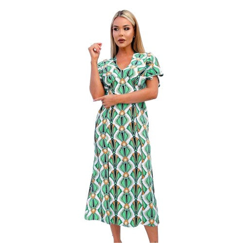 Front - AX Paris Womens/Ladies Geometric Tie Detail Midi Dress