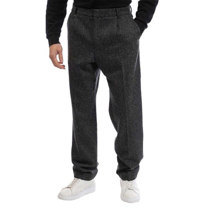 Front - Boss Mens Heather Pleated Straight Trousers