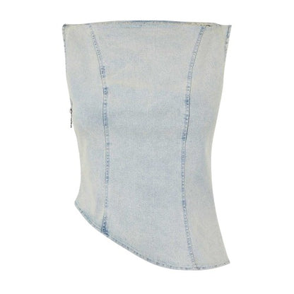 Front - Mars Womens/Ladies Mika Washed Denim Top